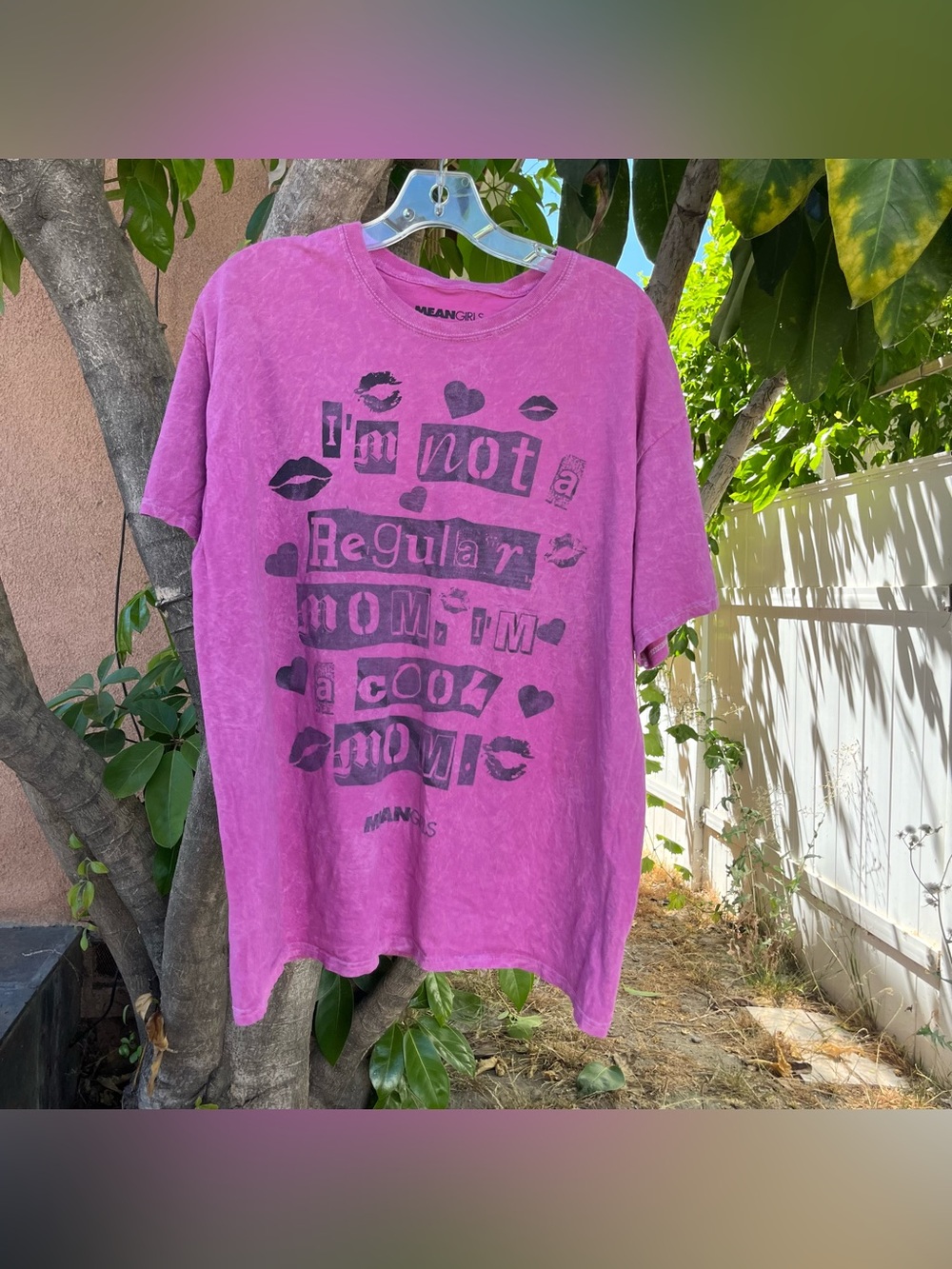 Mean Girls Pink Acid Wash Graphic Oversized T-Shirt.